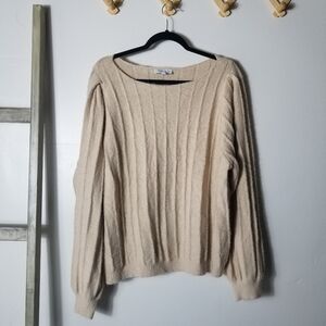 GILLI CREAMY LIGHT TAN SWEATER WITH PUFFED SLEEVES SIZE 1X